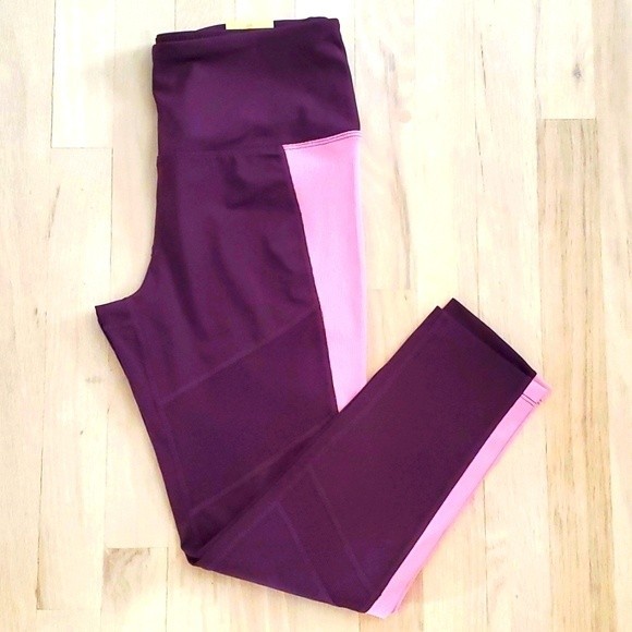 NWT Tangerine Womens 7/8 High Waist Active Rib Legging Tight Port Rose Size M - Picture 3 of 12